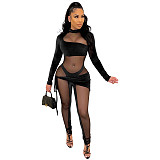 Mesh See Through Patchwork Bodycon Jumpsuit