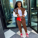 Single-breasted Baseball Jacket And Pants Set