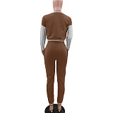 Single-breasted Baseball Jacket And Pants Set
