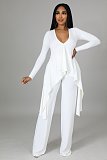 V Neck Irregular Top Straight-leg Pants Set