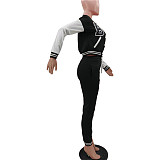 Single-breasted Baseball Jacket And Pants Set