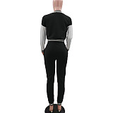 Single-breasted Baseball Jacket And Pants Set