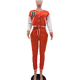 Single-breasted Baseball Jacket And Pants Set