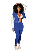 Patchwork Baseball Jacket Slim Pants Set