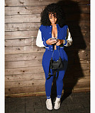 Patchwork Baseball Jacket Slim Pants Set