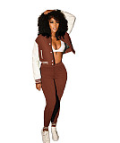 Patchwork Baseball Jacket Slim Pants Set
