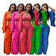 Solid Low Cut Crop Top Wide Leg Pants Set