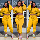 Thicken Long Sleeve Crop Top Sweatpants Set