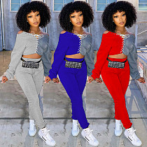 Patchwork Cross Bandage Crop Top 2 Piece Set