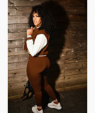 Patchwork Baseball Jacket Slim Pants Set
