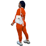 Solid Baseball Jacket Sporty Pants Set