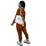Solid Baseball Jacket Sporty Pants Set