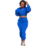 Thicken Long Sleeve Crop Top Sweatpants Set