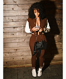 Patchwork Baseball Jacket Slim Pants Set