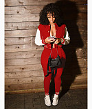 Patchwork Baseball Jacket Slim Pants Set