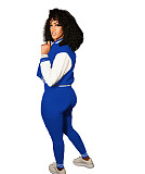 Patchwork Baseball Jacket Slim Pants Set