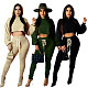 Drawstring Bandage Hooded Crop Top 2 Piece Set