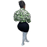 Cartoon Print Zipper Warm Down Jacket Coat