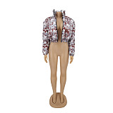 Cartoon Print Zipper Warm Down Jacket Coat