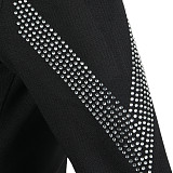 Hot Drilling Deep V Long Sleeve Club Dress