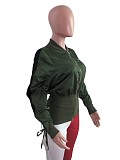 Patchwork Drawstring Bandage Waist Shape Jacket