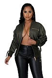 Patchwork Drawstring Bandage Waist Shape Jacket