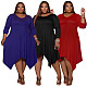 Round Neck Long Sleeve Irregular Plus Size Dress