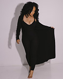 Long Cardigan Coat+Spaghetti Strap Jumpsuit Set