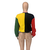 Color Patchwork Thickened Loose Baseball Jacket