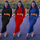 Lace Up Long Sleeve Crop Top 2 Piece Skirt Set
