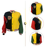 Color Patchwork Thickened Loose Baseball Jacket