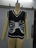Halloween Skeleton Print Knitted Sweater Vest