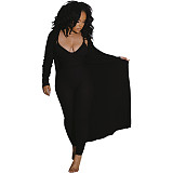 Long Cardigan Coat+Spaghetti Strap Jumpsuit Set