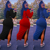 Lace Up Long Sleeve Crop Top 2 Piece Skirt Set