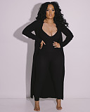 Long Cardigan Coat+Spaghetti Strap Jumpsuit Set