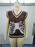 Halloween Skeleton Print Knitted Sweater Vest
