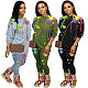 Splash Ink Print T Shirt Pencil Pants Set