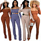 Off Shoulder Long Sleeve Top Flared Pants Set