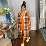 Classic Plaid Single-breasted Woolen Coat SH-390225