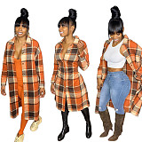 Classic Plaid Single-breasted Woolen Coat SH-390225