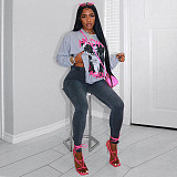 Pattern Long Sleeve O Neck Street T Shirt WSY-5921