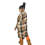 Classic Plaid Single-breasted Woolen Coat SH-390225