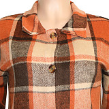 Classic Plaid Single-breasted Woolen Coat SH-390225