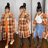 Classic Plaid Single-breasted Woolen Coat SH-390225