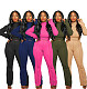 High Neck Long Sleeve T Shirt Flared Pants Set FOS-8111