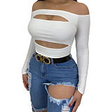 Knitted Off Shoulder Long Sleeve Cut Out Tops ANDI-1009