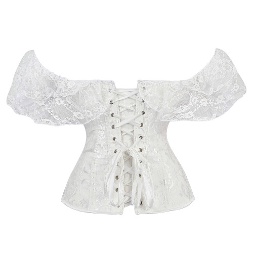 Waist Slimming Lace Ruffles Off Shoulder Corset ONY-738