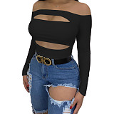 Knitted Off Shoulder Long Sleeve Cut Out Tops ANDI-1009