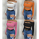 Knitted Off Shoulder Long Sleeve Cut Out Tops ANDI-1009