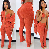 Sweater Cardigan+Bra+Long Pants Set ASL-6519